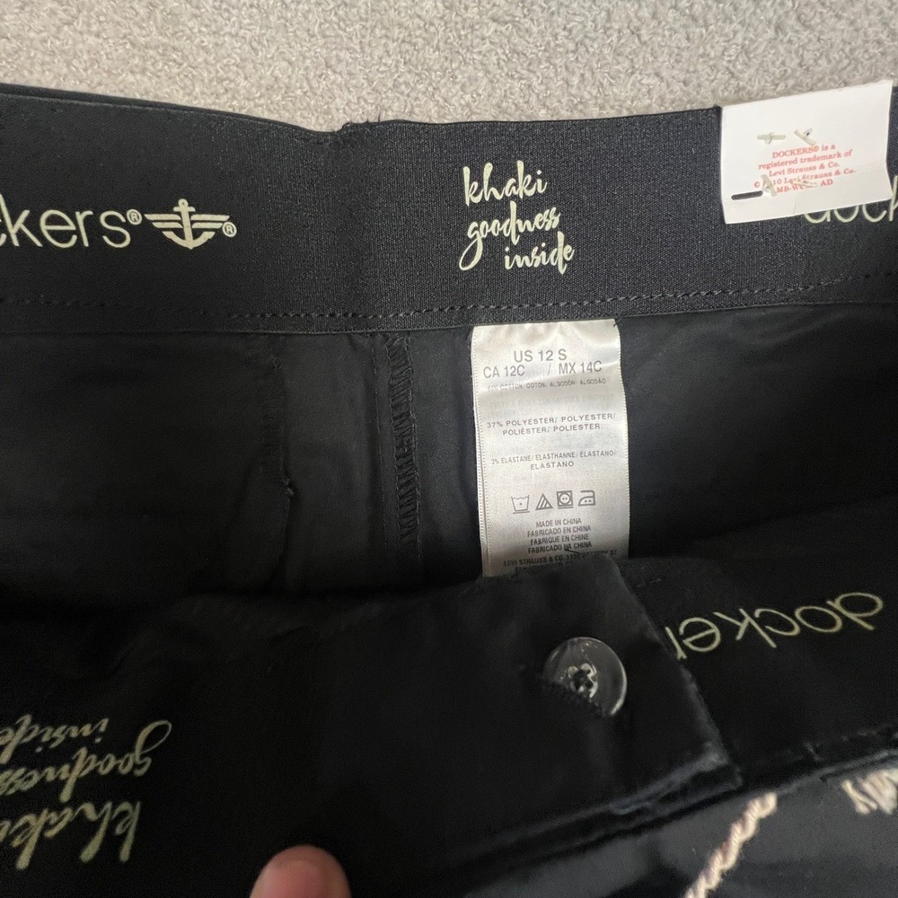 Dockers Metro Black Pants Womens 12 Trouser NWT Straight Leg Dress Slacks - Picture 4 of 13